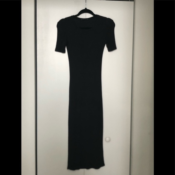 dark grey midi dress